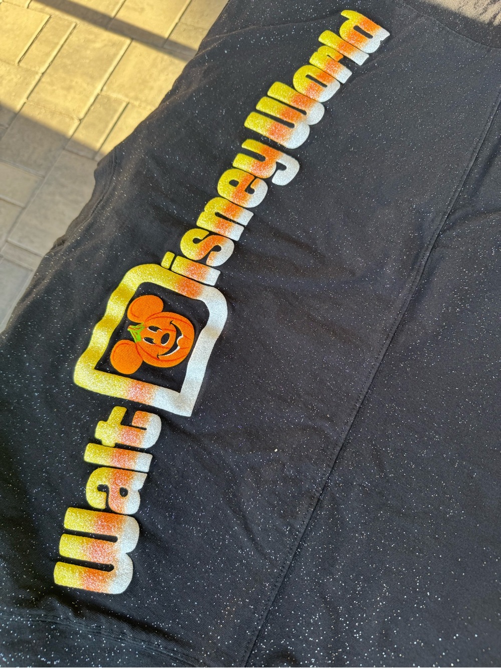 Walt Disney World Spirit Jersey XS Black Puffy Glitter Halloween Candy Corn